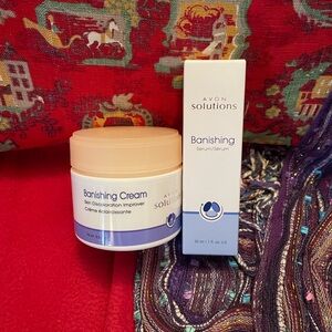 Avon Solutions Banishing Cream and Serum - White and Purple